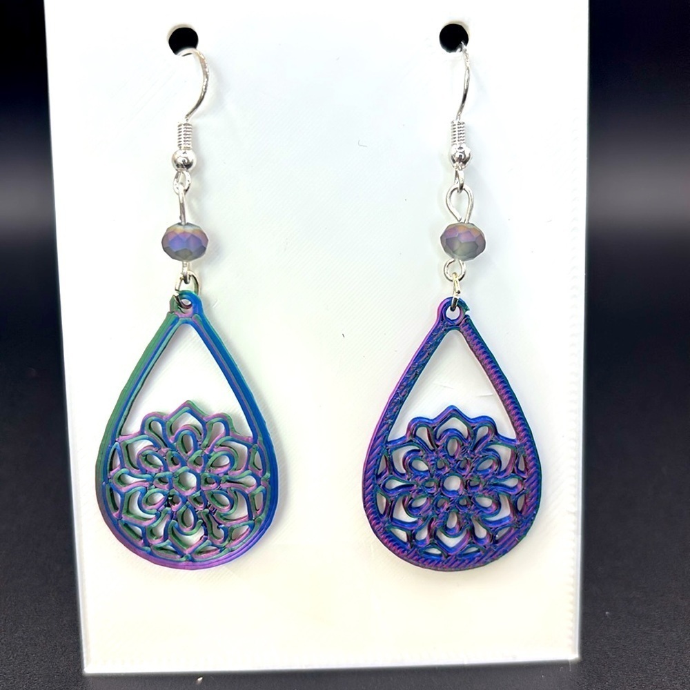 Teardrop Flower Earrings - Picture 3 of 4